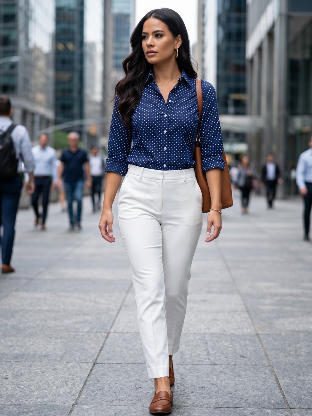Ralph Lauren Navy with White Polka Dot Button-Down Shirt